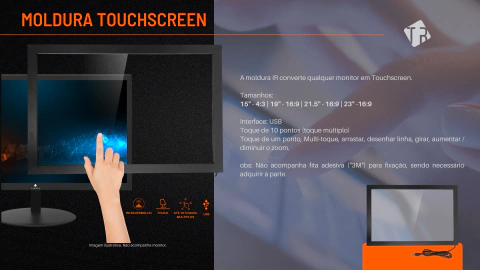 Tela Moldura Touch Screen Infravermelho 19" 16:9 10 Toques Box - Imagem 4