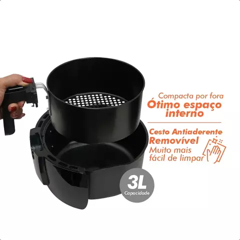 Fritadeira Air Fryer Tronos AF4001 3L (2,6L Cesto) 1400W 220V Preta Box - Imagem 7